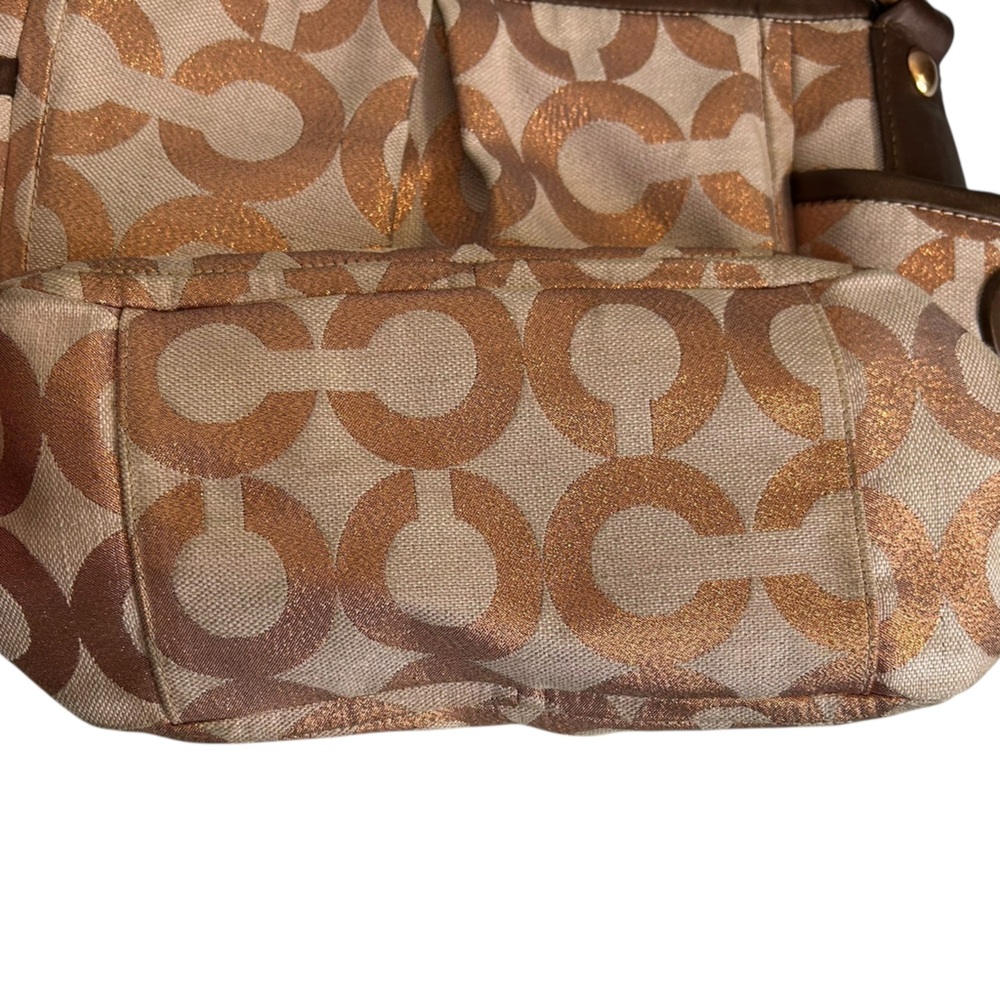 Coach Parker Rose Gold Op Art Signature Logo Hobo Shoulder Bag Y2K Purse 13508 - Picture 7 of 15
